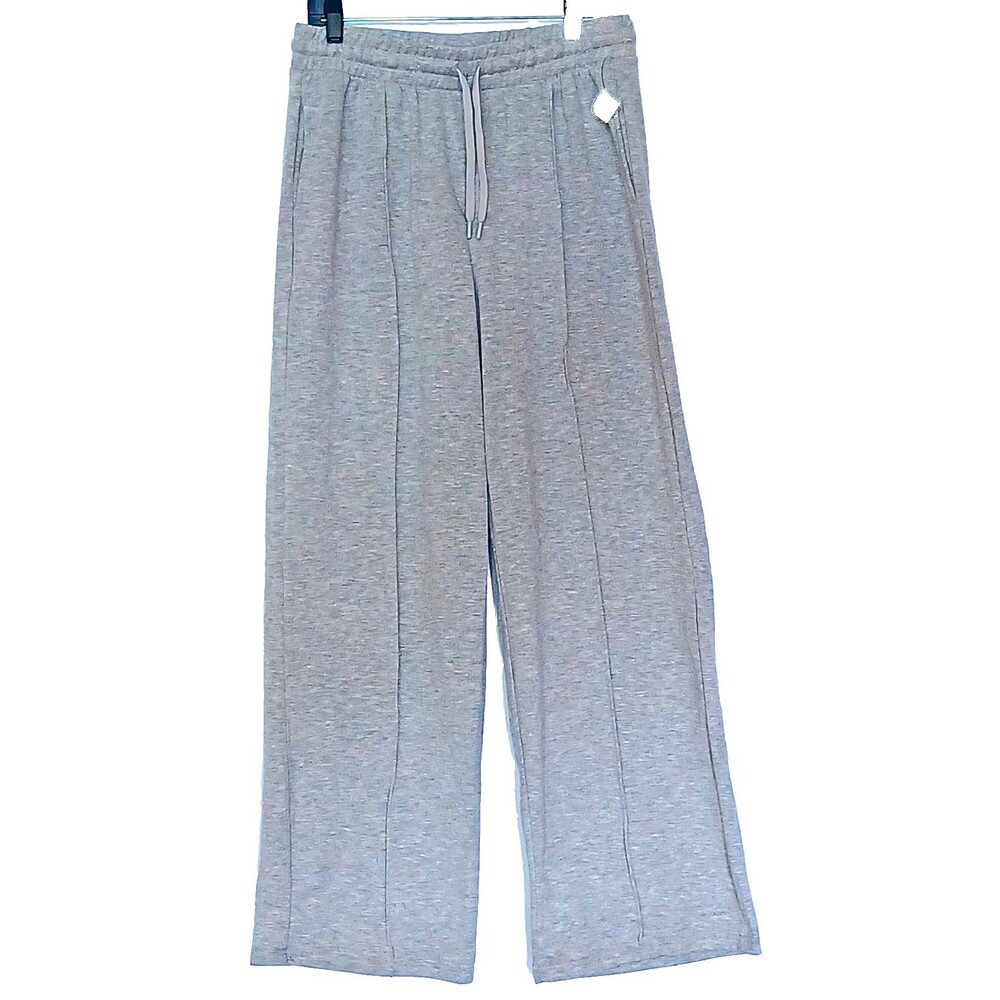 Velocity Terry Molly Women’s L Gray Pintuck Sweatpants Drawstring Pockets NWT